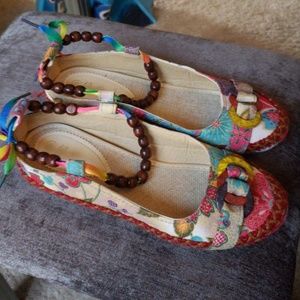 Colorful shoes with bead anklet detail